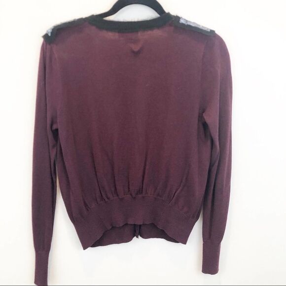 Loft Maroon Black Sequin Detail Cardigan NWOT - Picture 4 of 4